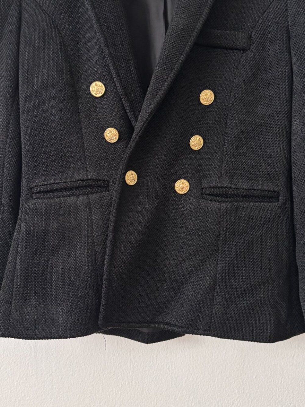 Smythe Double Breasted College Blazer in Black Pique - Picture 9 of 12